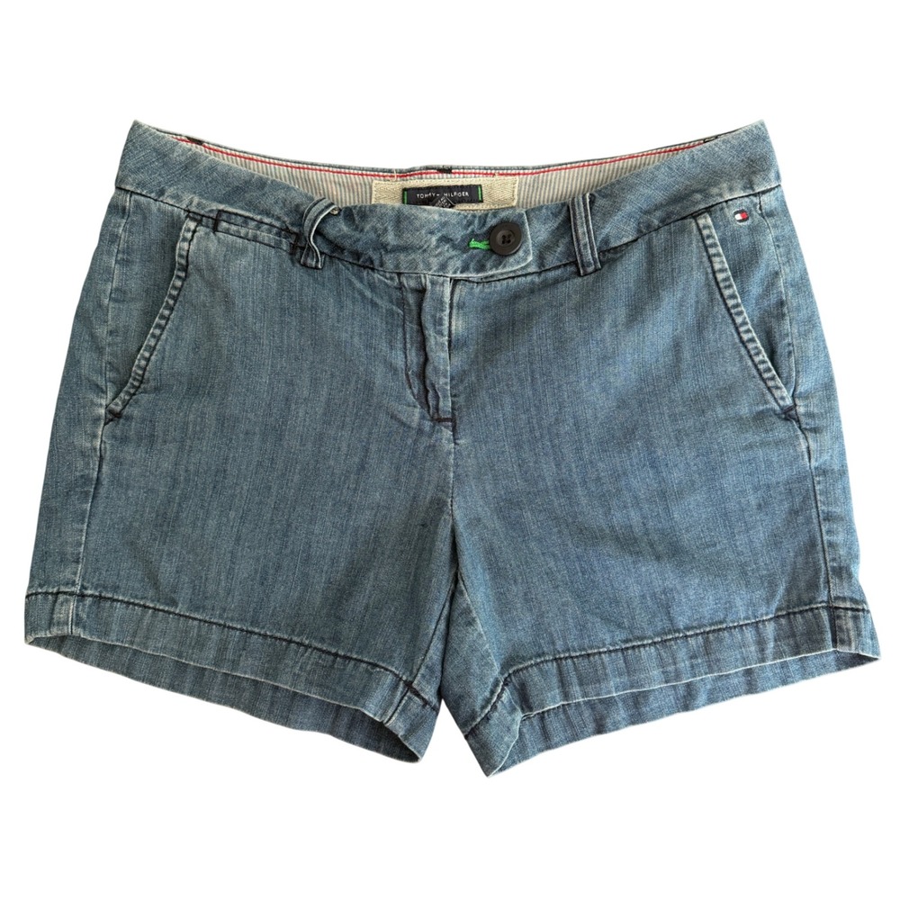 Tommy Hilfiger Chambray Jean Shorts Women's Size 4 Blue Cuffed Casual Summer